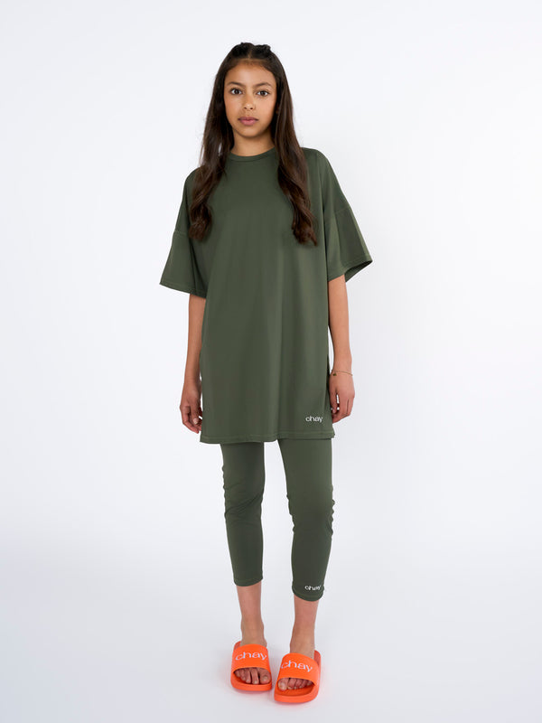 CHAY SeaActive Kids Set - sport T-shirt & Legging - Olive Green